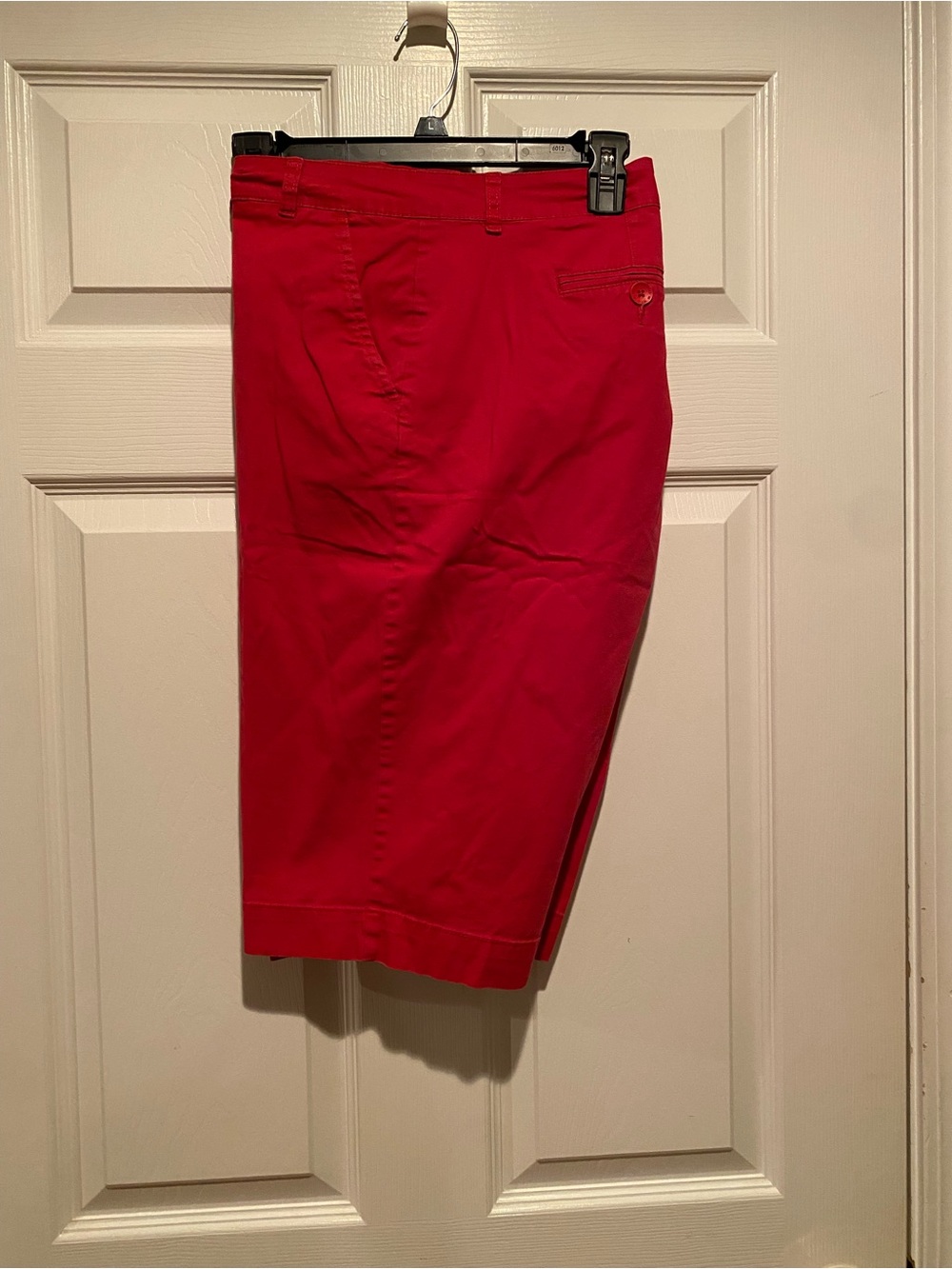 Bright Red Knee-Length Bermuda Shorts
